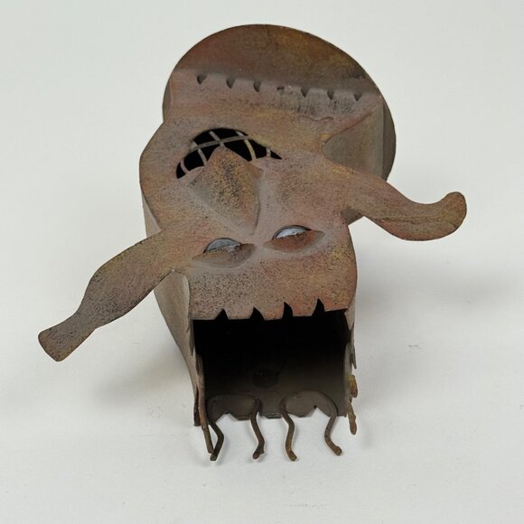 Metal Halloween Ghost Tea-Light Holder Brown Rustic Decor - Picture 6 of 6